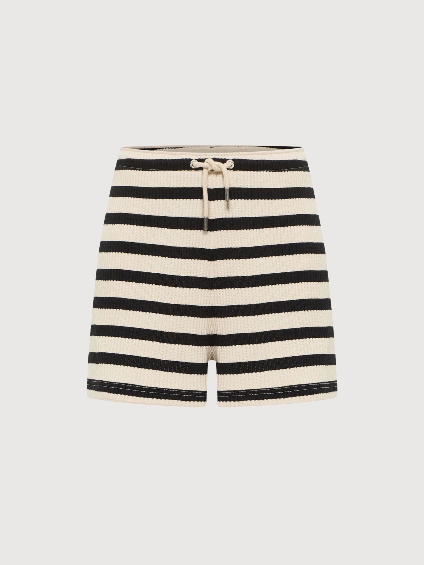 Shorts Donna Rigati Cotone Nero/Crema | Lanius