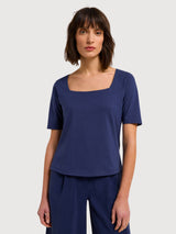 Halbärmeliges T-shirt Night Blue Bio-Baumwolle | Lanius