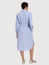 Dress Midi Striped Blue/Lava Red Cotton | Lanius