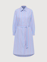 Dress Midi Striped Blue/Lava Red Cotton | Lanius