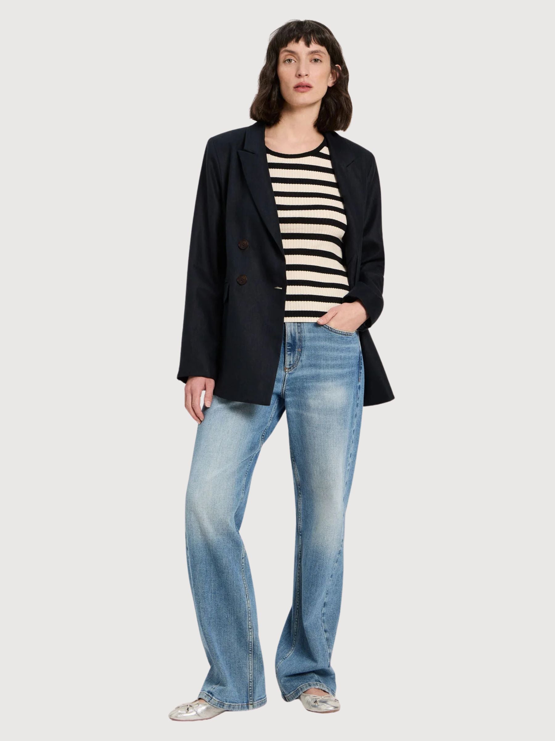 Canotta a righe Nero/Crema | Lanius