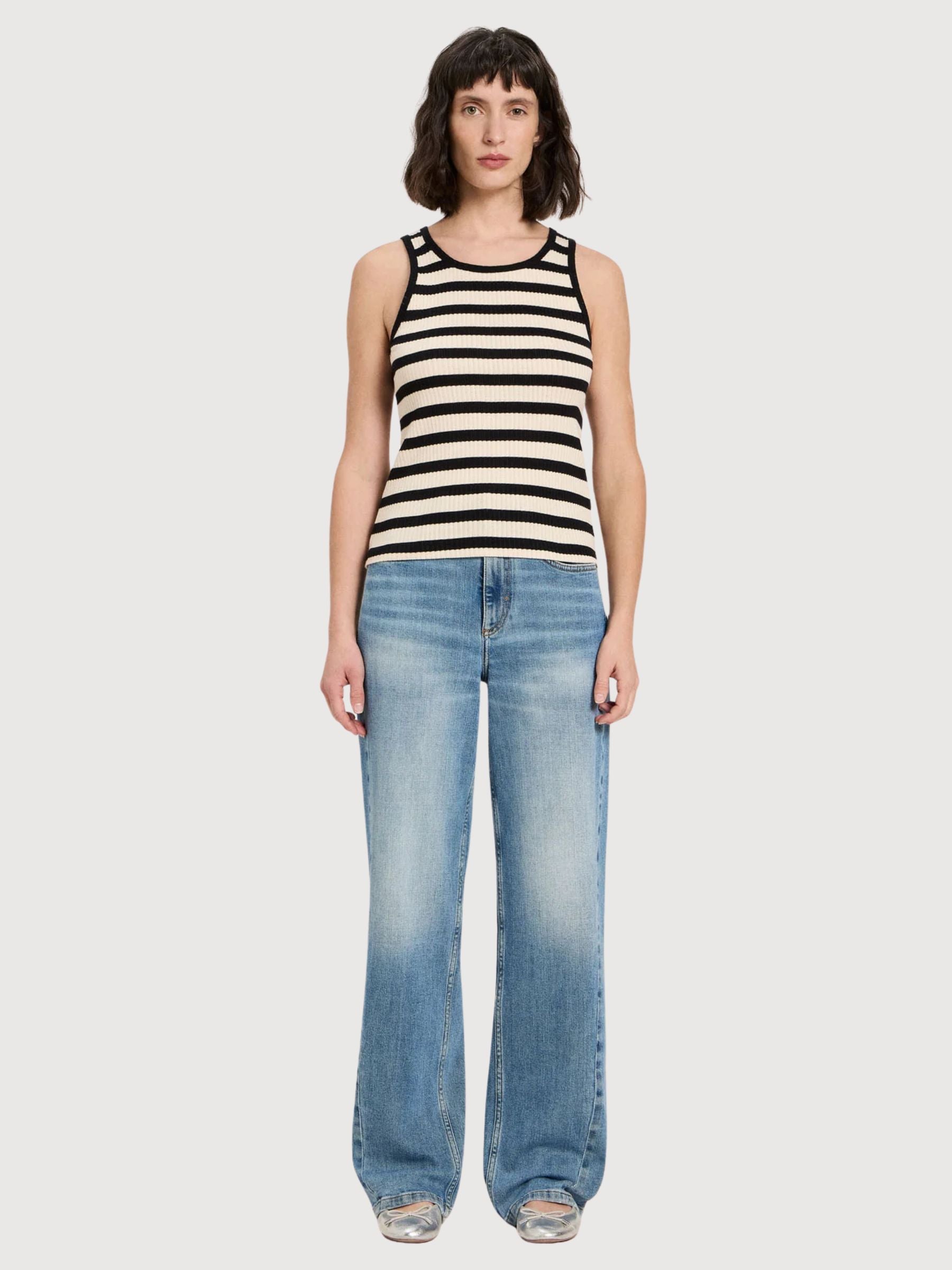 Canotta a righe Nero/Crema | Lanius