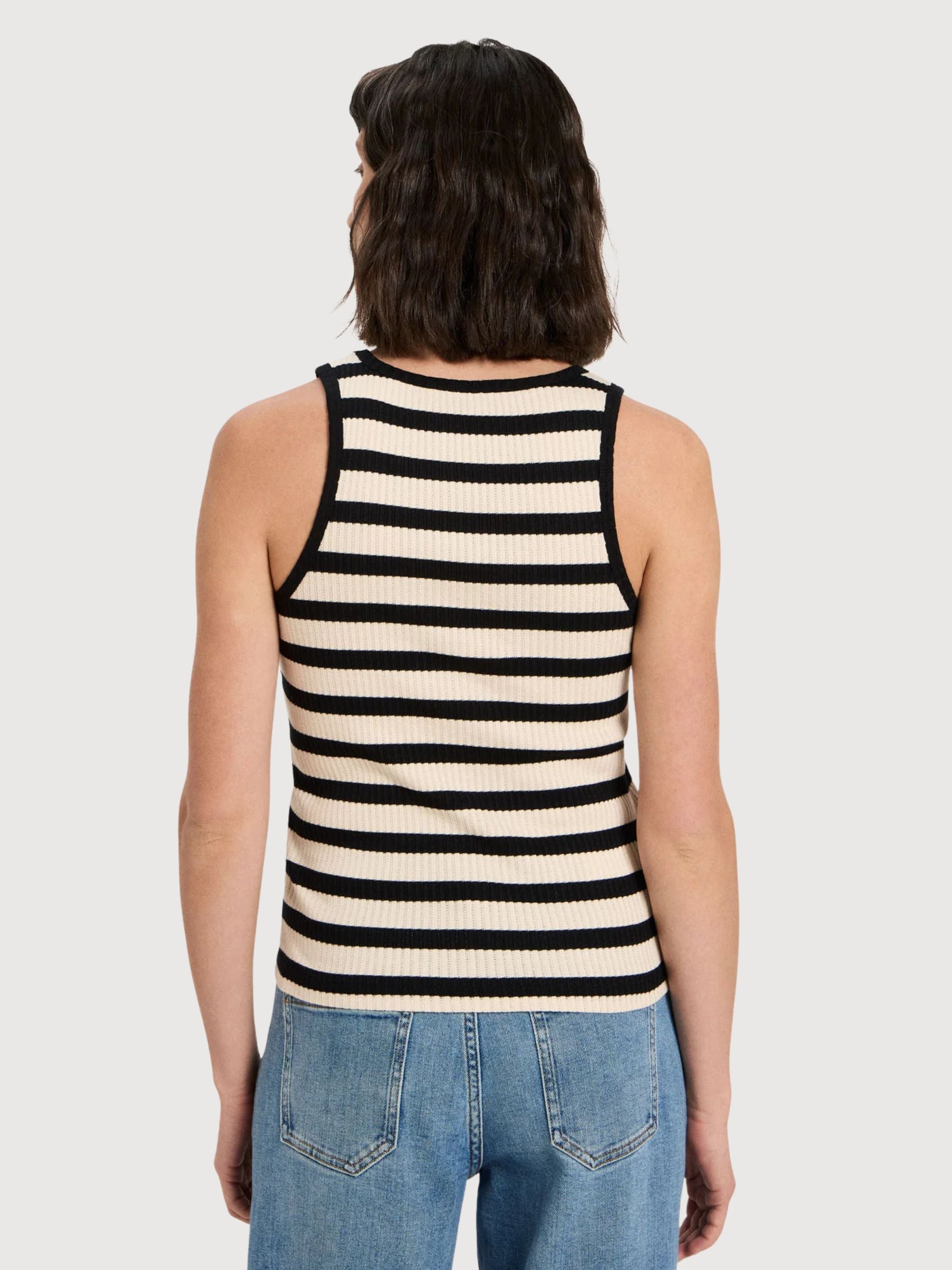 Canotta a righe Nero/Crema | Lanius