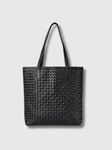 Shoulder Bag Georgia Black Woven Leather | O My Bag