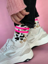 Socks Animal Glitter Leo Allover Pink | Ooley