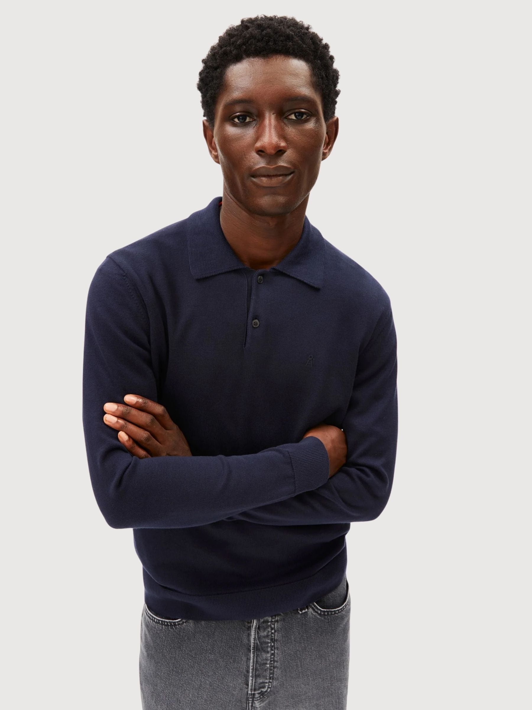 Longsleeves Knit Poloshirt Night Sky | Armedangels