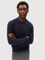 Longsleeves Knit Poloshirt Night Sky | Armedangels