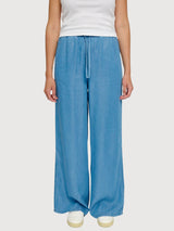 Pantaloni da donna in Tencel con coulisse, blu scuro lavato | Mazine