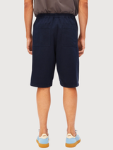 Cotone Lino Short Blu Scuro Tinto | Armedangels