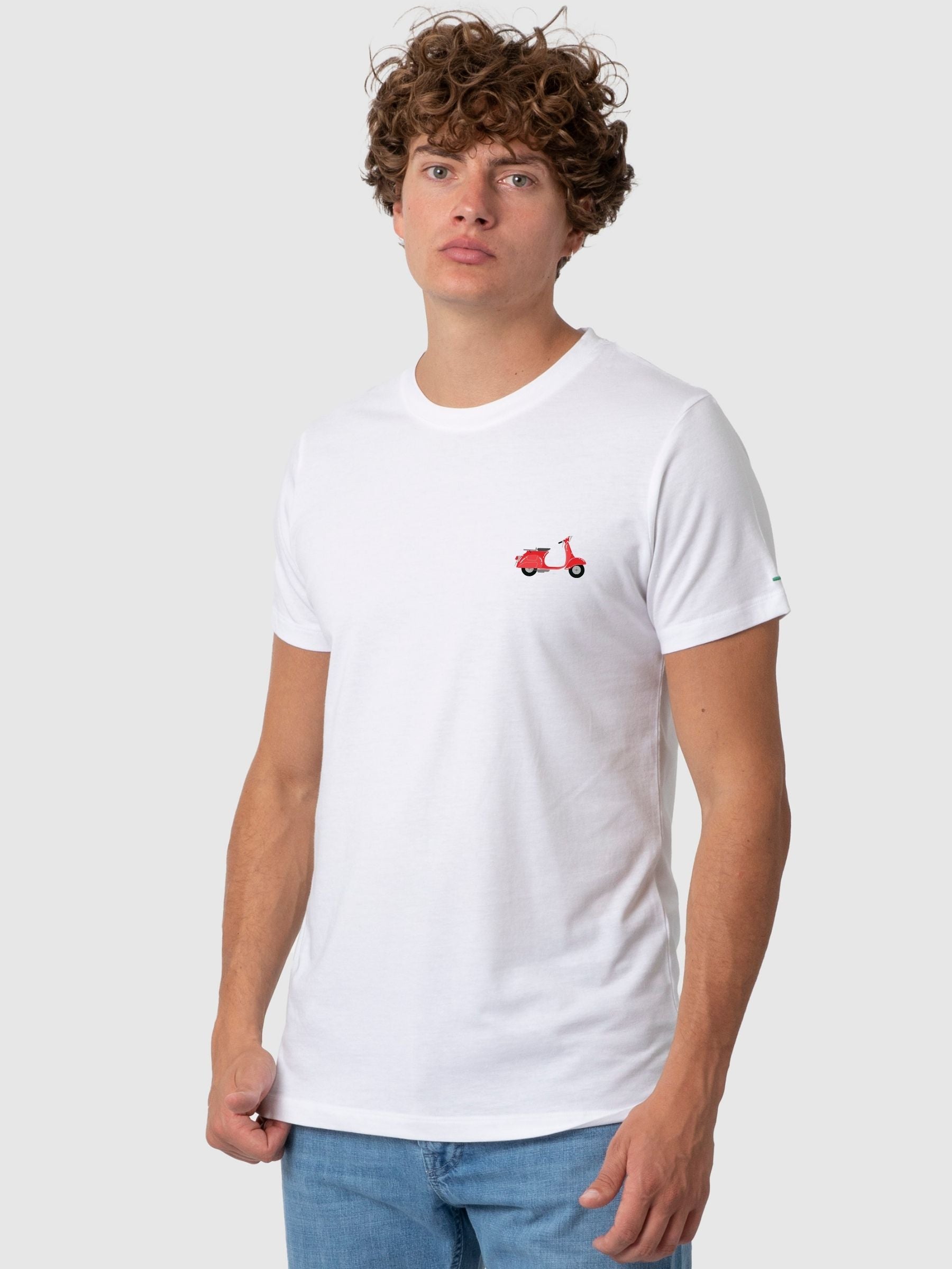 Daniel T-shirt with Red Scooter Print | Re-bello