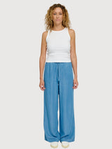 Pantaloni da donna in Tencel con coulisse, blu scuro lavato | Mazine