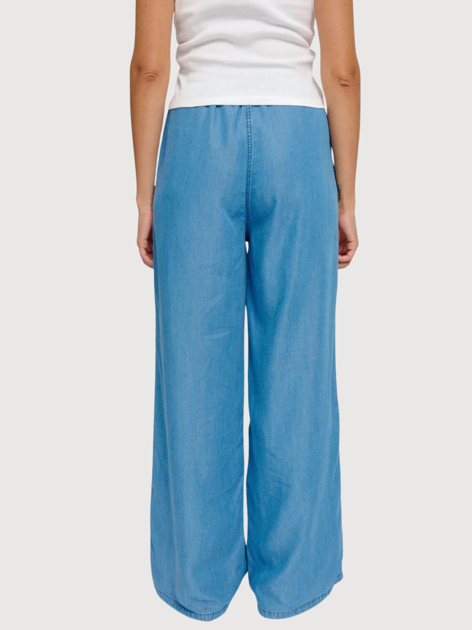 Pantaloni da donna in Tencel con coulisse, blu scuro lavato | Mazine