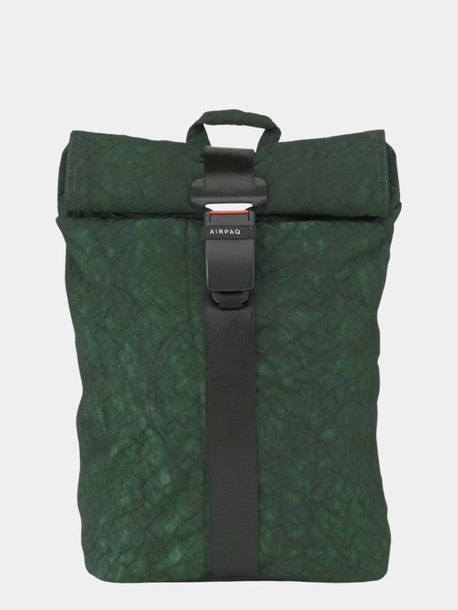 Backpack Rolltop Green Recycled Airbags |  Airpaq