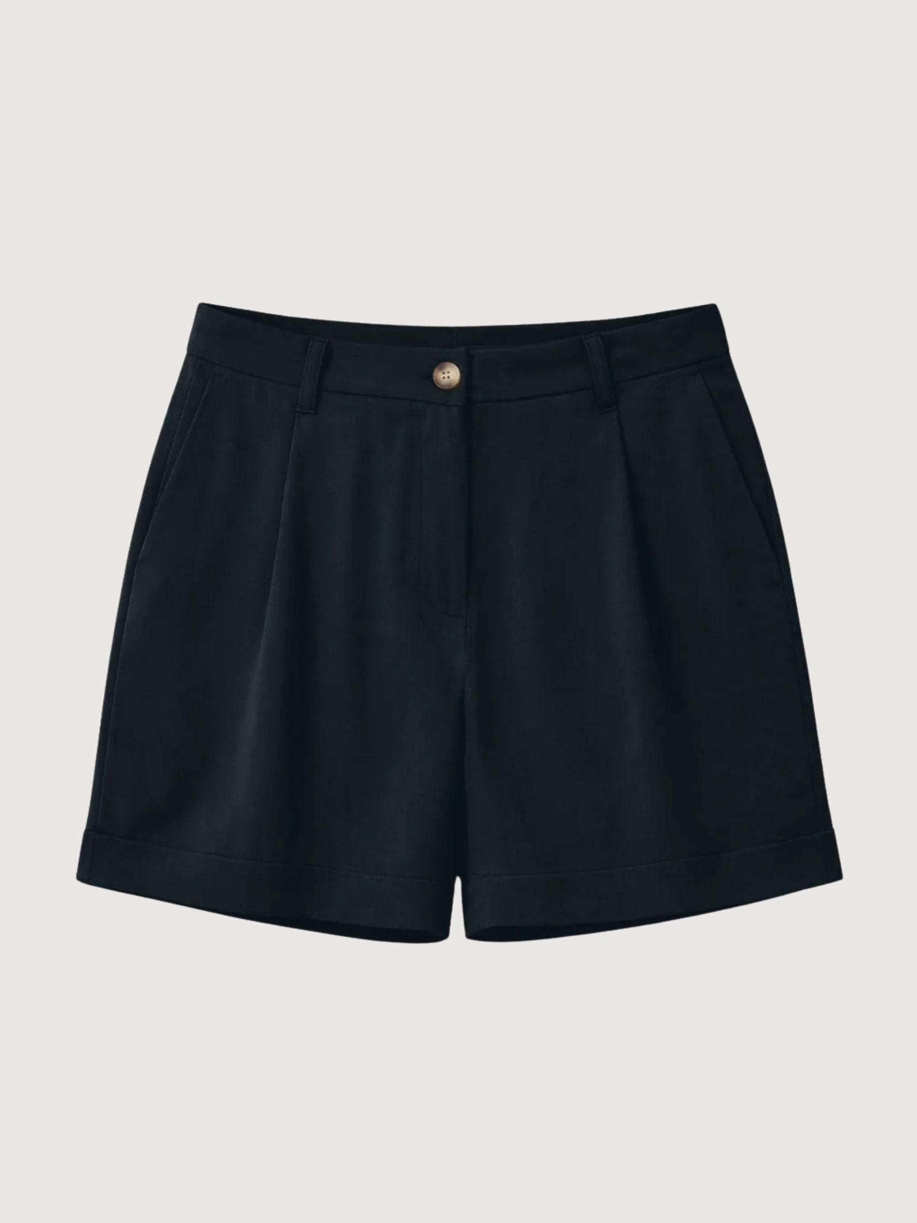 Pantaloncini plissettati in viscosa da donna neri | Rivista