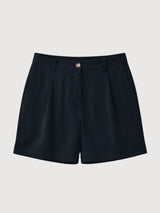 Pantaloncini plissettati in viscosa da donna neri | Rivista