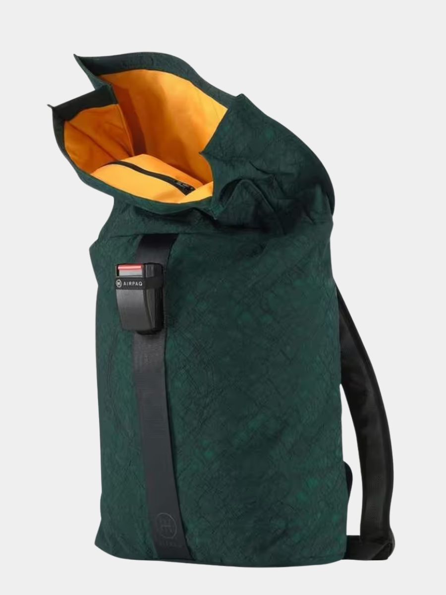 Backpack Rolltop Green Recycled Airbags |  Airpaq
