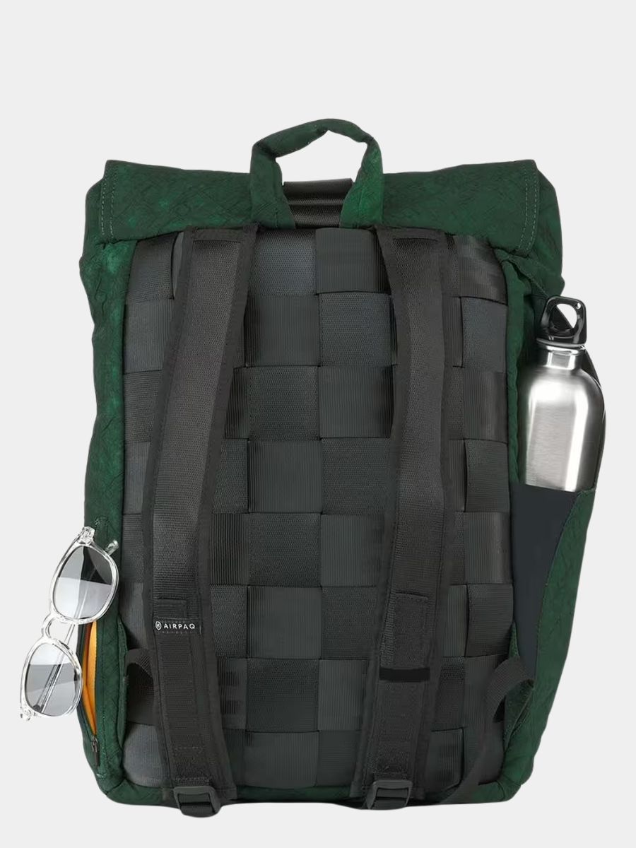 Backpack Rolltop Green Recycled Airbags |  Airpaq