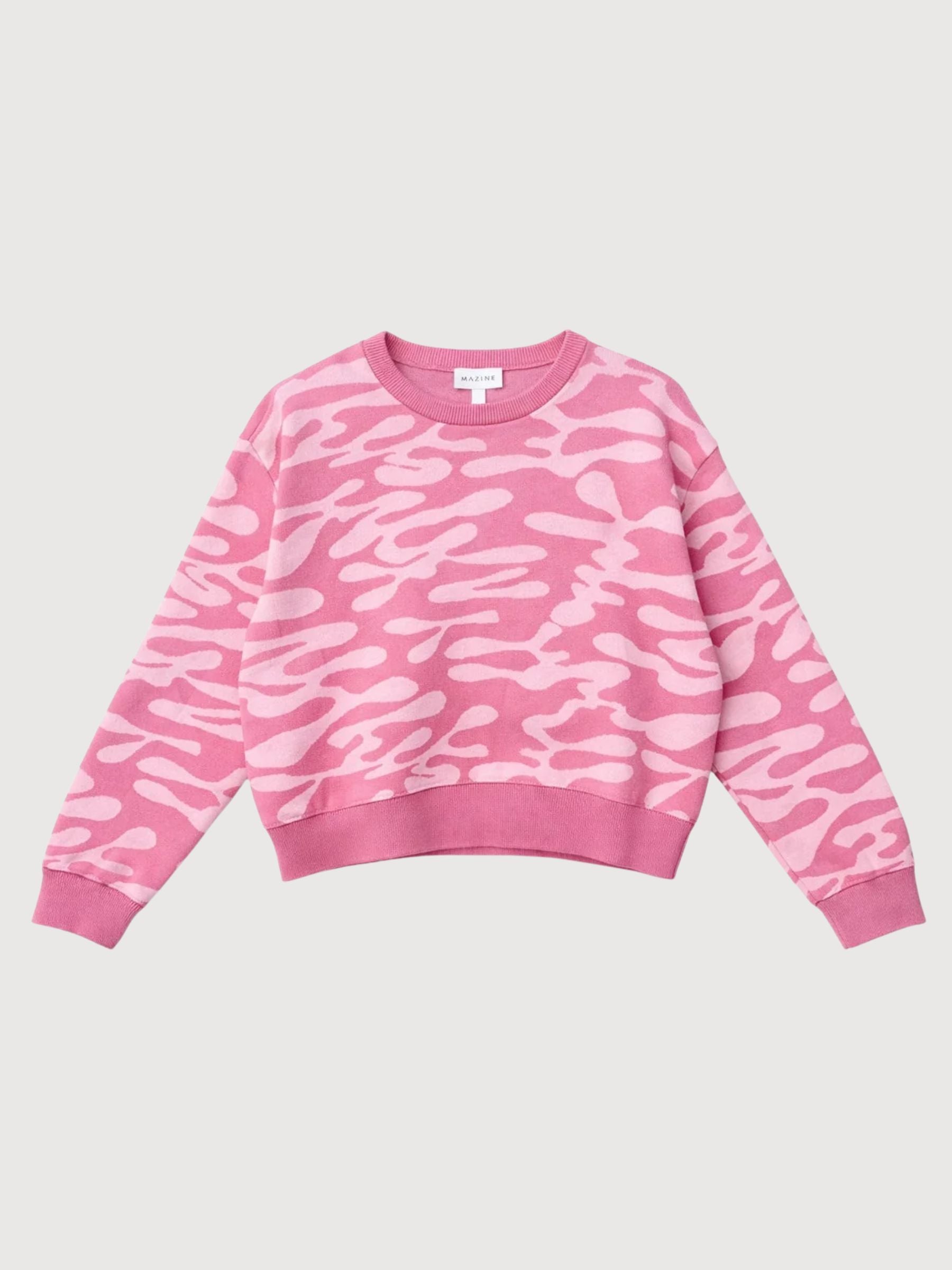 Maglione da donna in jacquard astratto rosa | Mazine