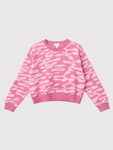 Maglione da donna in jacquard astratto rosa | Mazine