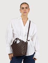 Mara Midi – Chocolate Woven Classic Leather | O My Bag