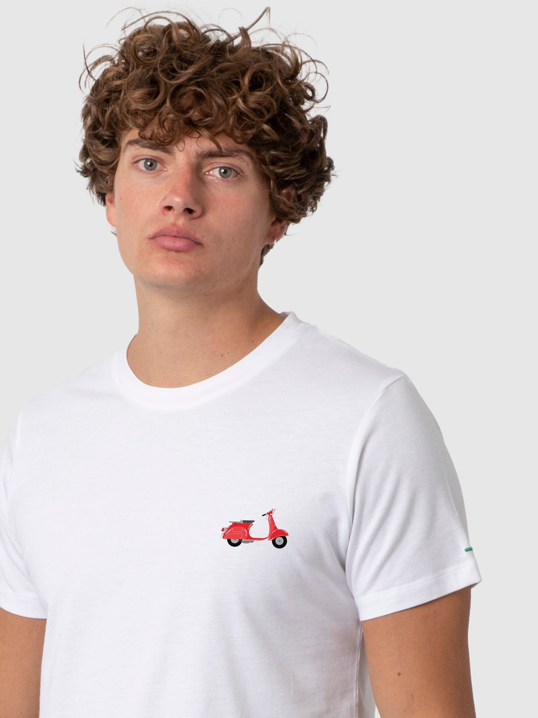 Daniel T-shirt with Red Scooter Print | Re-bello