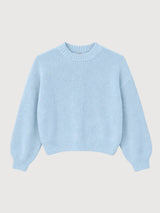 Maglione da donna a maglia grossa color blu sogno | Mazine