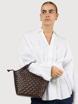 Mara Midi – Chocolate Woven Classic Leather | O My Bag