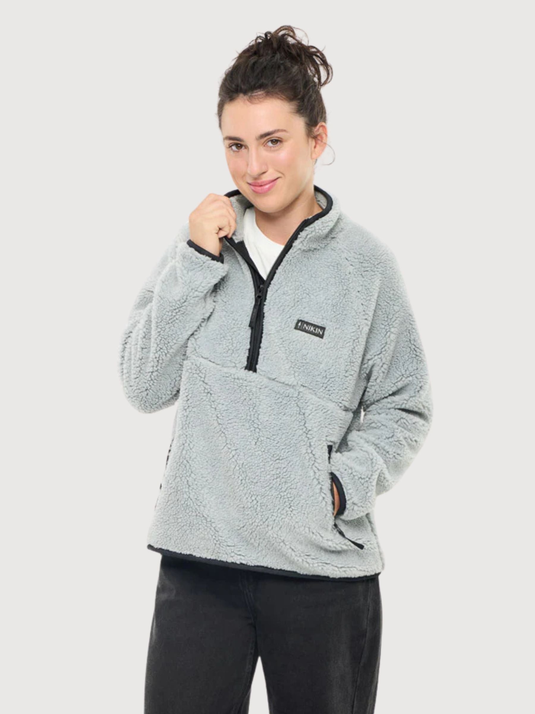 Jacket Fleece Teddy White Woman | Nikin