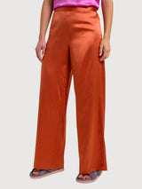 Silk Satin Trousers Orange| Lanius
