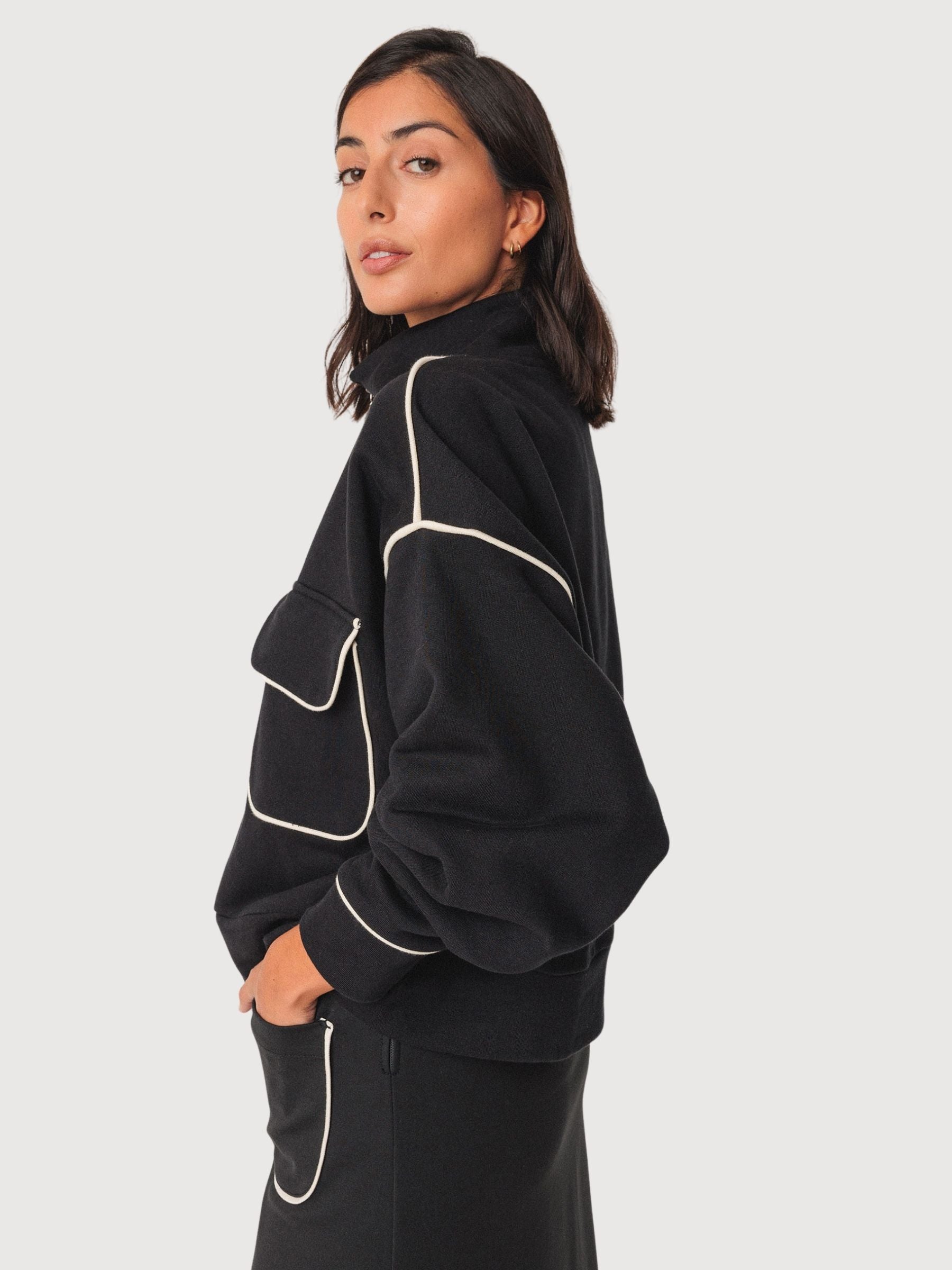 Sweatshirt Ianire Gots Baumwolle Schwarz Damen | Skfk