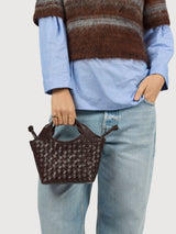 Mara Mini – Chocolate Woven Classic Leather | O My Bag