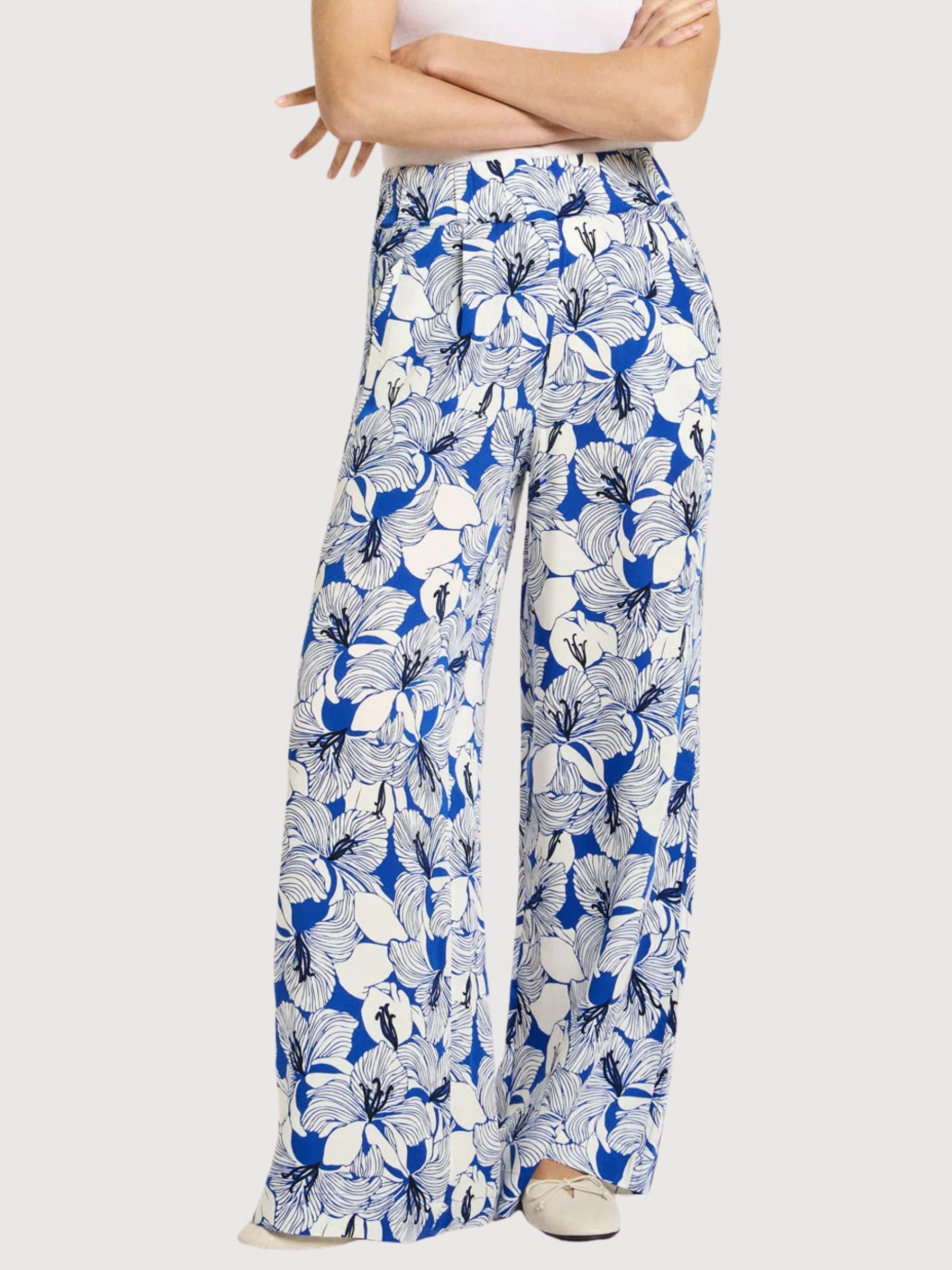 Hose WideLeg Print Bloom Lapis Lyocell | LANIUS