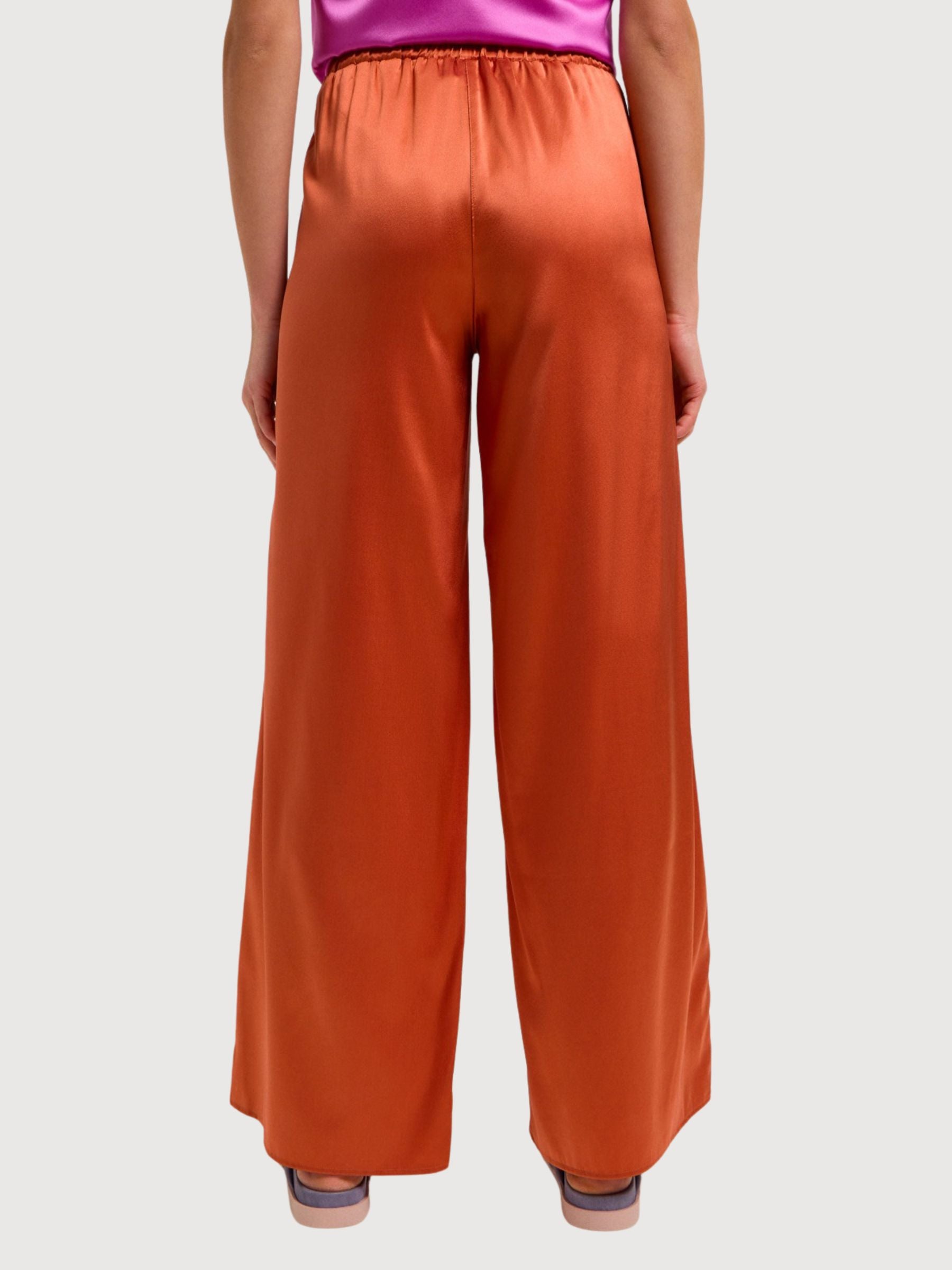 Silk Satin Trousers Orange| Lanius