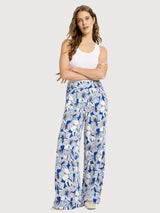 Trouser WideLeg Print Bloom Lapis Lyocell | LANIUS