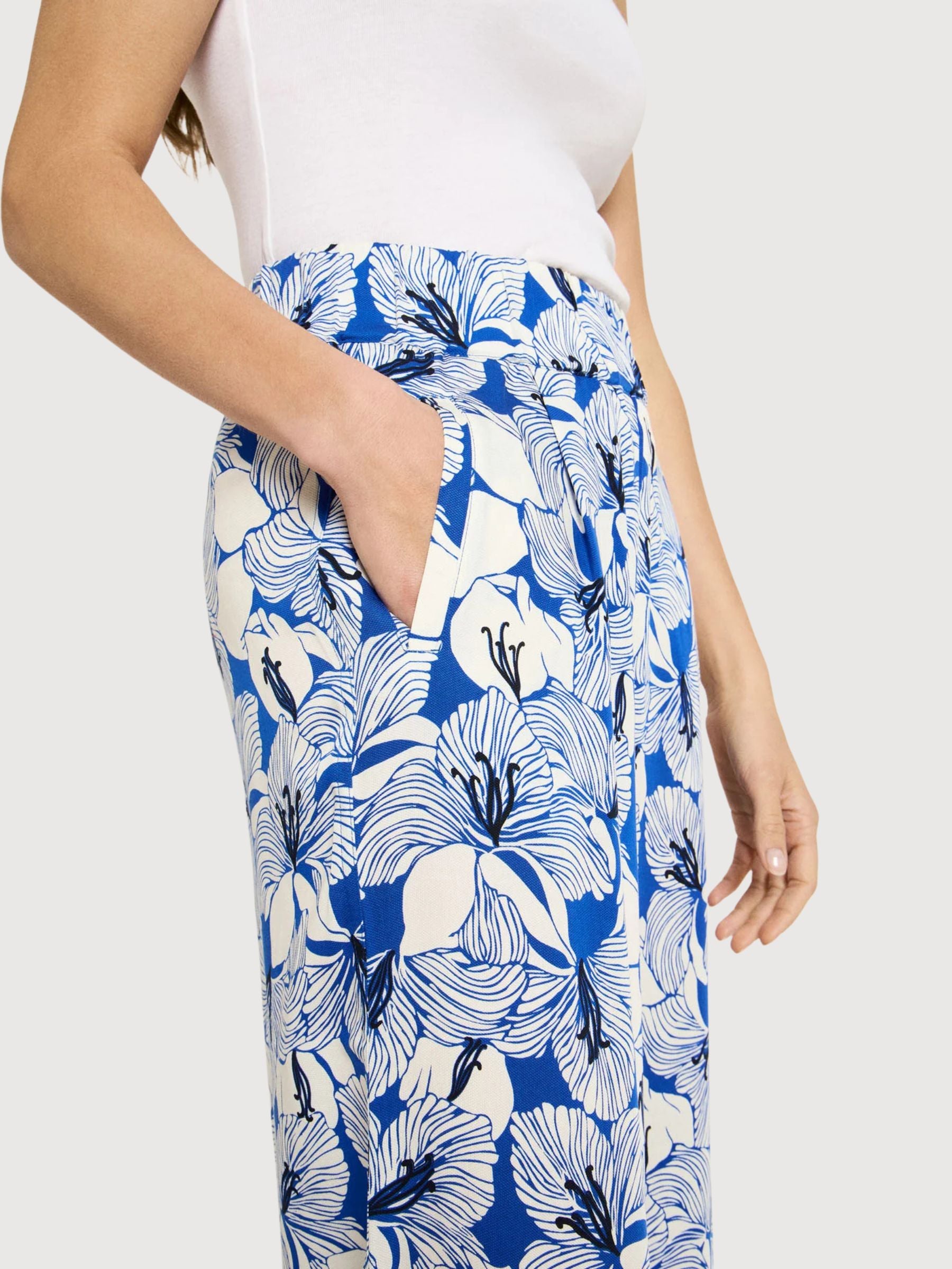 Hose WideLeg Print Bloom Lapis Lyocell | LANIUS