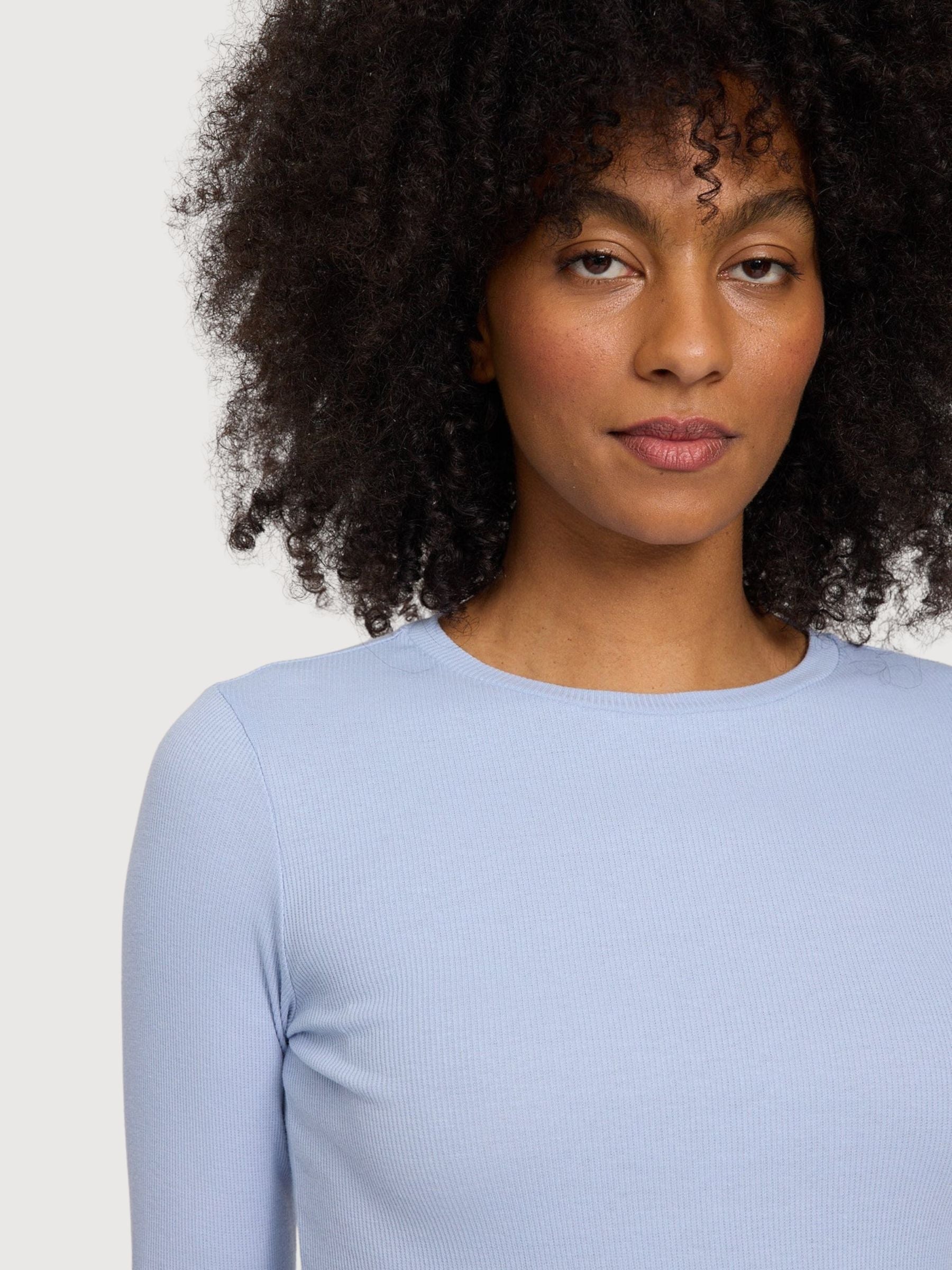 Maglia a maniche lunghe Babylock con orlo da donna blu  | Mazine