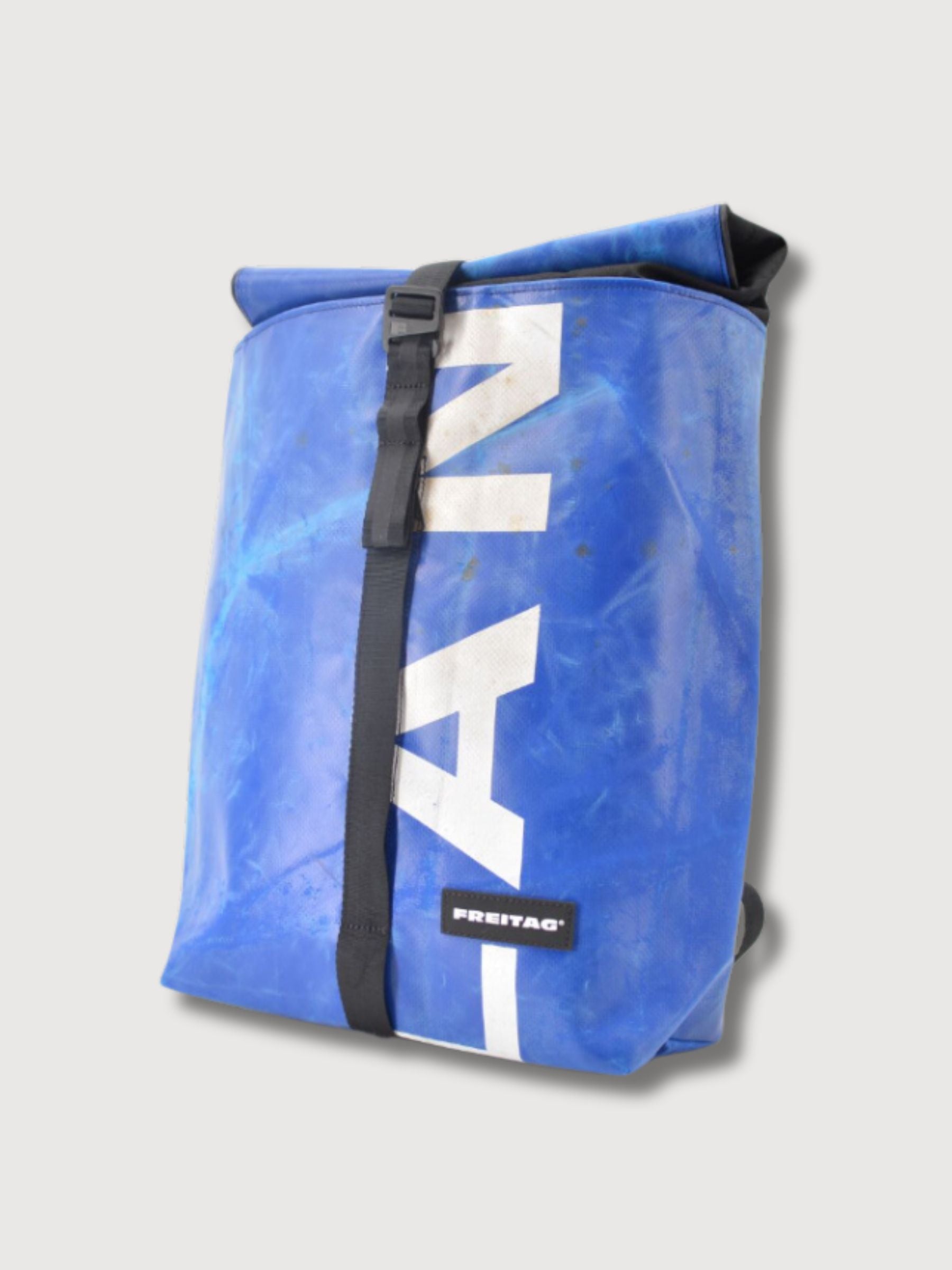 Backpack F155 Clapton Blue & White In Used Truck Tarps | Freitag