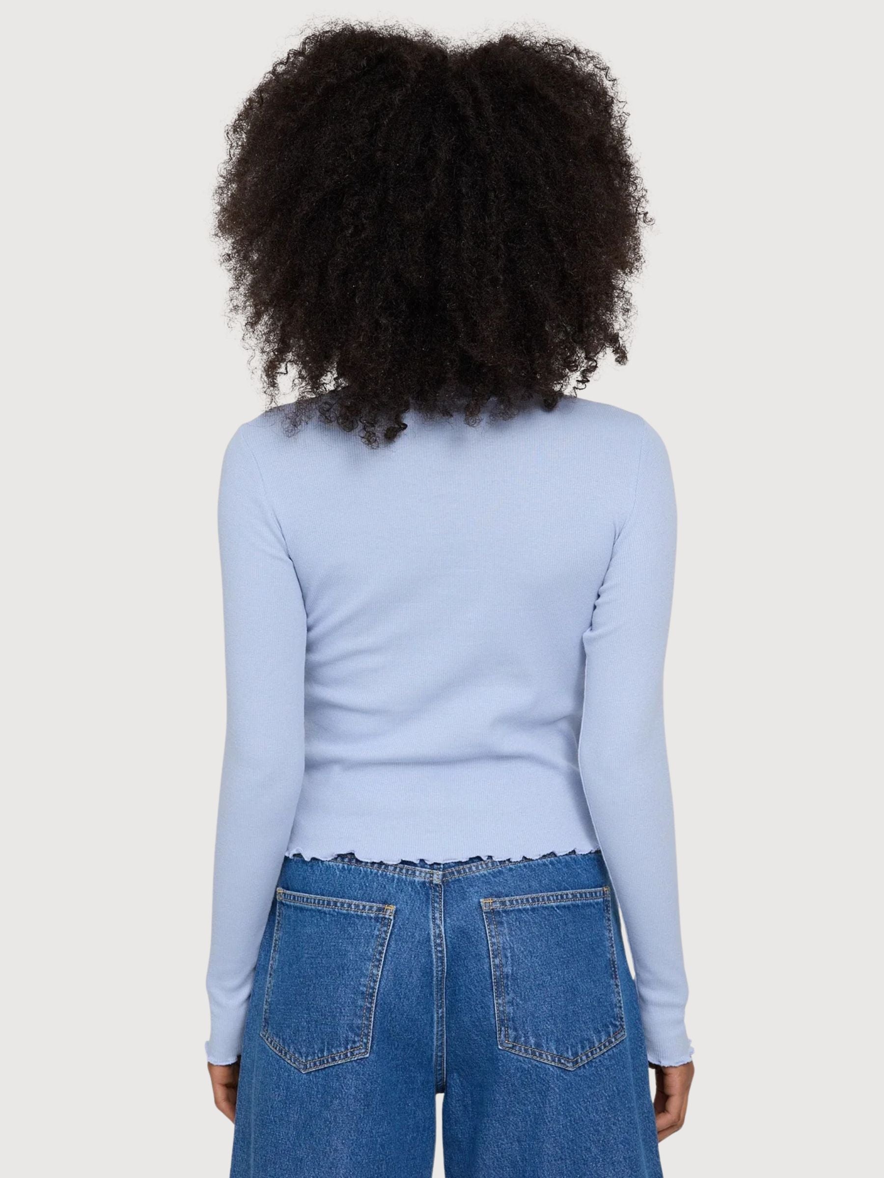 Maglia a maniche lunghe Babylock con orlo da donna blu  | Mazine