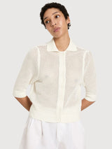 Cardigan ShortSleeve Offwhite Gots Cotton | LANIUS