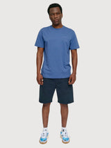 Stampa sul retro della t-shirt in cotone blu indaco/palma | Mazine
