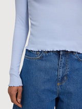 Maglia a maniche lunghe Babylock con orlo da donna blu  | Mazine