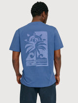 Stampa sul retro della t-shirt in cotone blu indaco/palma | Mazine