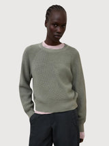 Pullover aus Noni-Strick Damen Salbeigrün Baumwolle | Ecoalf