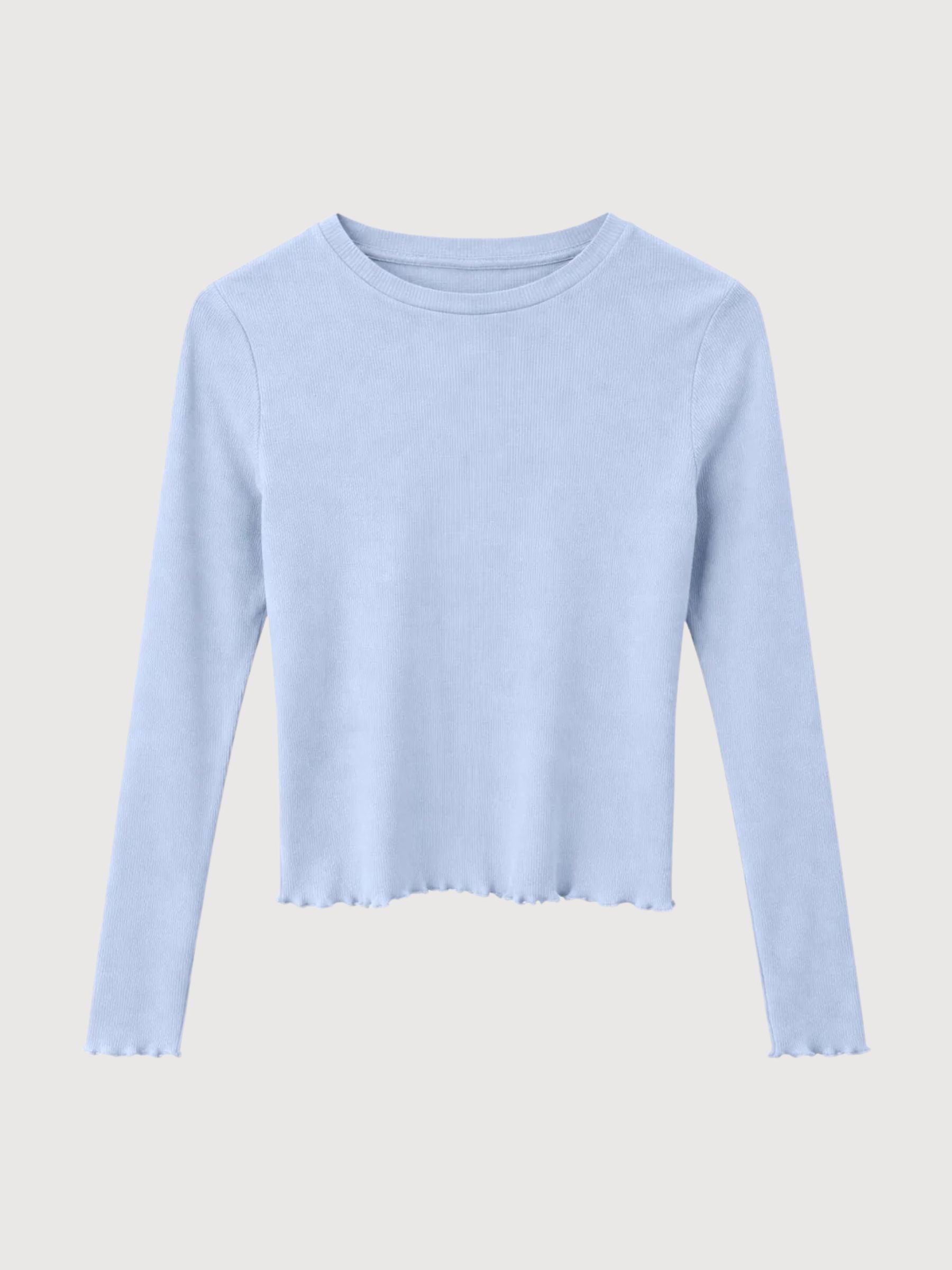 Maglia a maniche lunghe Babylock con orlo da donna blu  | Mazine