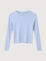 Maglia a maniche lunghe Babylock con orlo da donna blu  | Mazine
