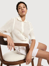 Cardigan ShortSleeve Offwhite Gots Cotton | LANIUS