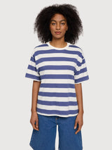T-shirt a righe audaci da donna blu indaco/bianco sporco | MAZINE