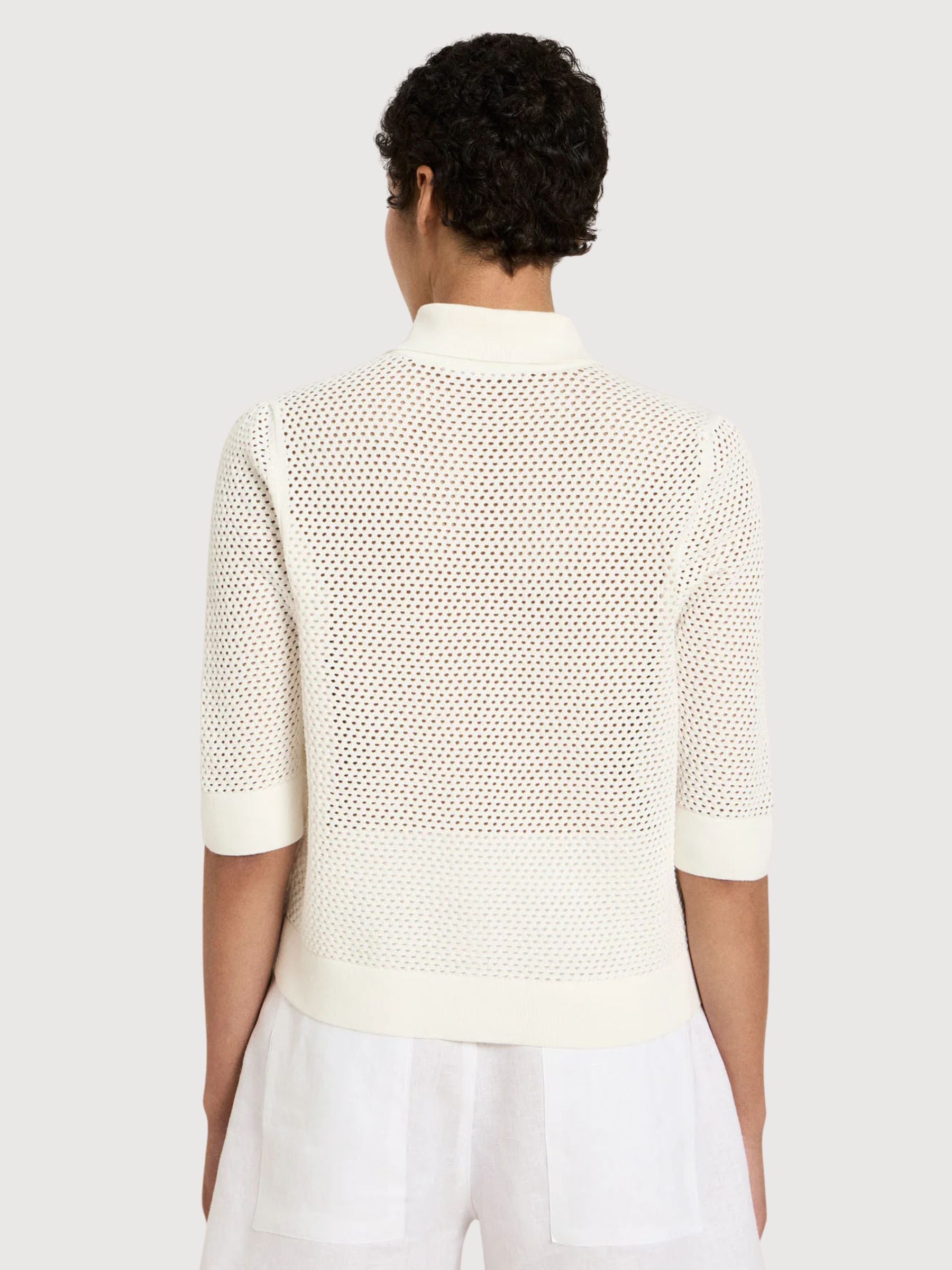 Cardigan ShortSleeve Offwhite Gots Cotton | LANIUS