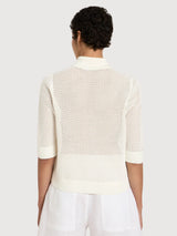 Cardigan ShortSleeve Offwhite Gots Cotton | LANIUS