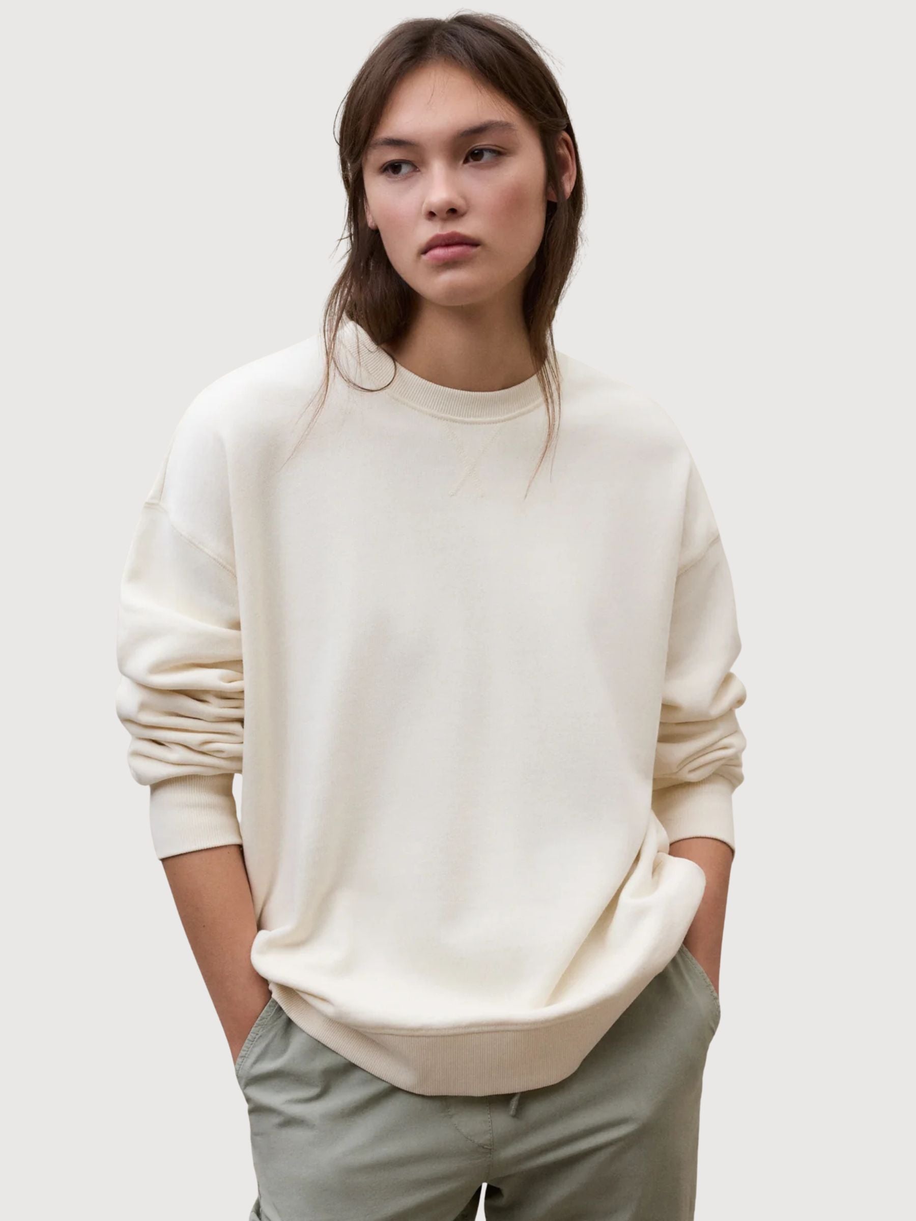 Sweatshirt Storm Woman Ecru Cotton | Ecoalf
